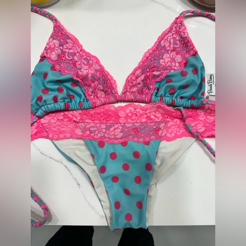 Beach Bunny Polka Dot Lady Lace bikini top ONLY